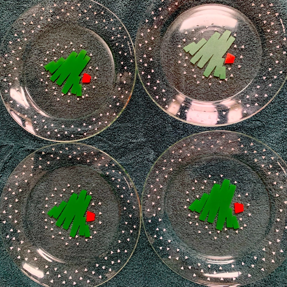 Arcoroc France Christmas Tree Confetti 1988 Dayton Hudson 8” Plate (lot of 6)